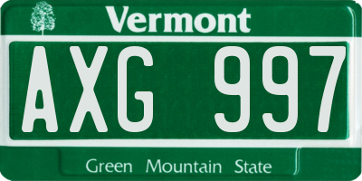 VT license plate AXG997