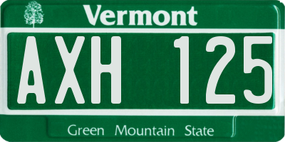 VT license plate AXH125