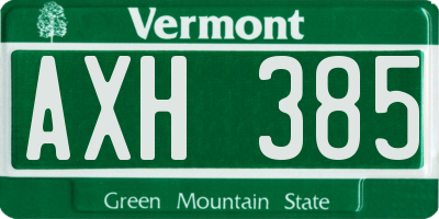 VT license plate AXH385