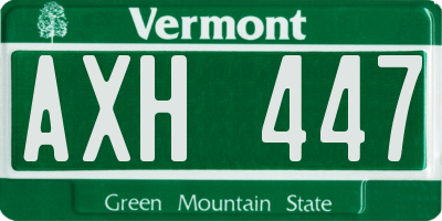 VT license plate AXH447