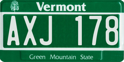 VT license plate AXJ178