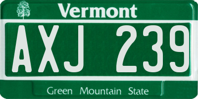 VT license plate AXJ239