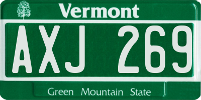 VT license plate AXJ269