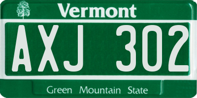 VT license plate AXJ302