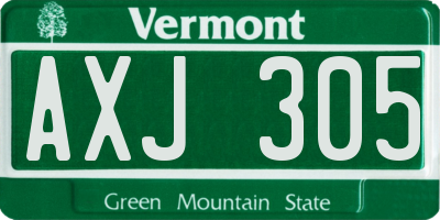 VT license plate AXJ305