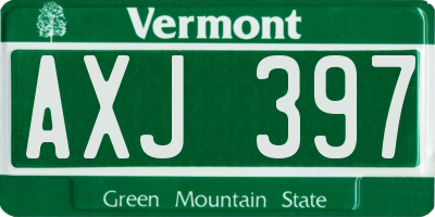 VT license plate AXJ397