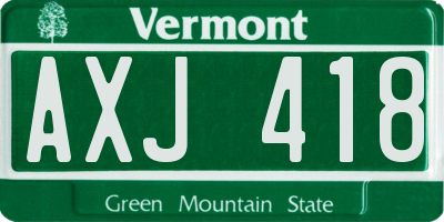 VT license plate AXJ418