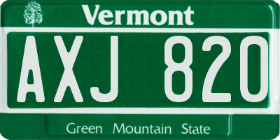 VT license plate AXJ820