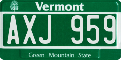 VT license plate AXJ959