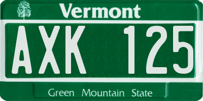 VT license plate AXK125