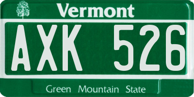 VT license plate AXK526