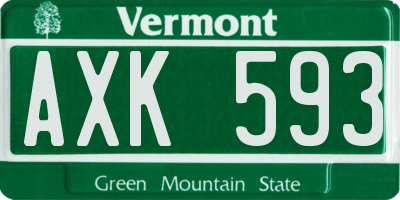 VT license plate AXK593