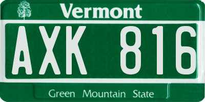 VT license plate AXK816