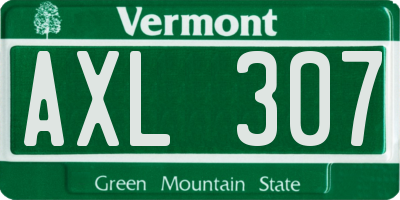 VT license plate AXL307