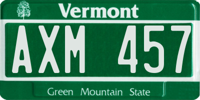 VT license plate AXM457