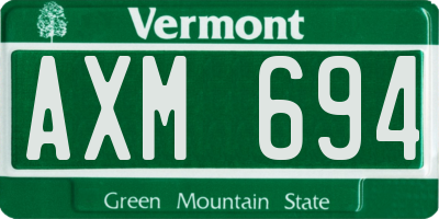 VT license plate AXM694