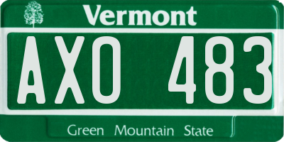VT license plate AXO483
