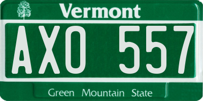 VT license plate AXO557
