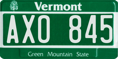 VT license plate AXO845