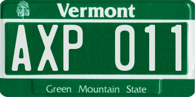 VT license plate AXP011