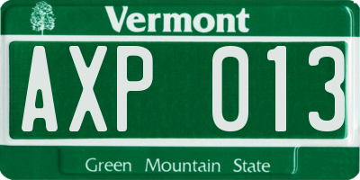 VT license plate AXP013
