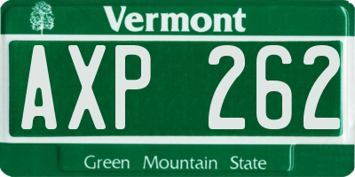 VT license plate AXP262