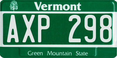 VT license plate AXP298