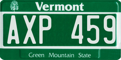 VT license plate AXP459