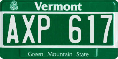 VT license plate AXP617