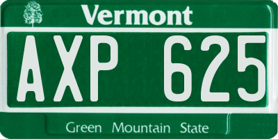 VT license plate AXP625