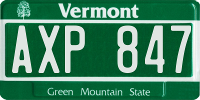 VT license plate AXP847