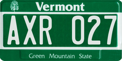 VT license plate AXR027