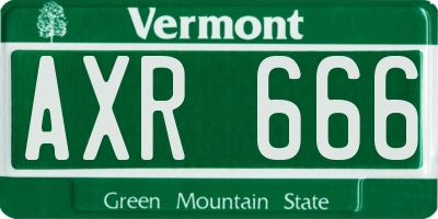 VT license plate AXR666