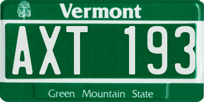 VT license plate AXT193