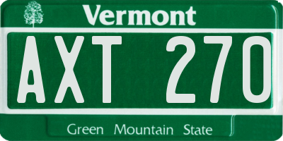 VT license plate AXT270