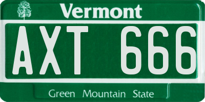 VT license plate AXT666