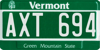 VT license plate AXT694