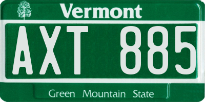 VT license plate AXT885