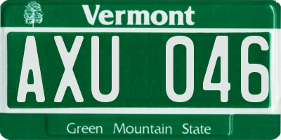 VT license plate AXU046