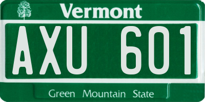 VT license plate AXU601