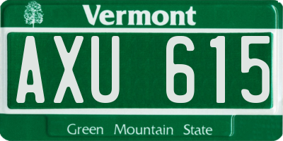 VT license plate AXU615