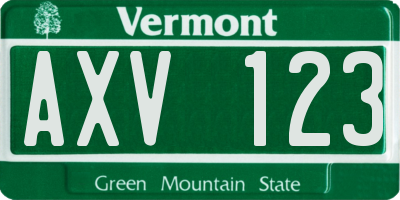 VT license plate AXV123
