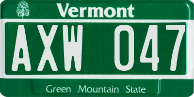 VT license plate AXW047
