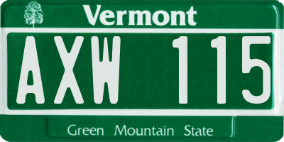 VT license plate AXW115