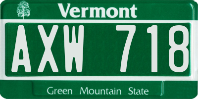 VT license plate AXW718
