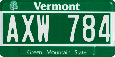 VT license plate AXW784