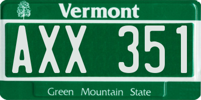 VT license plate AXX351