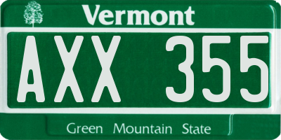 VT license plate AXX355