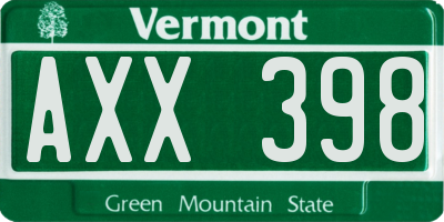 VT license plate AXX398