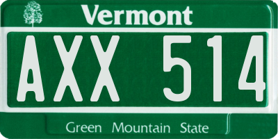 VT license plate AXX514